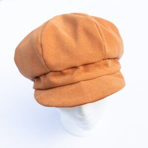 Upcycled Women's Orange Velvet Newsboy Cap, Newsie, Baker Boy Cap